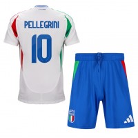 Camisa de Futebol Itália Lorenzo Pellegrini #10 Equipamento Secundário Infantil Europeu 2024 Manga Curta (+ Calças curtas)